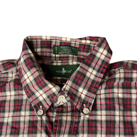 Hunt Club Men's Cotton Plaid Size Medium Button-Down Long Sleeve Shirt - Picture 5 of 9